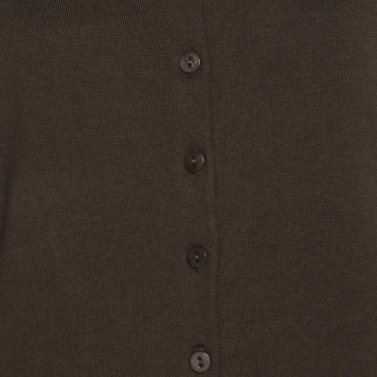 Pre Owned Marina Sport by Marina Rinaldi Olive Green Knit Button Front Sweater L