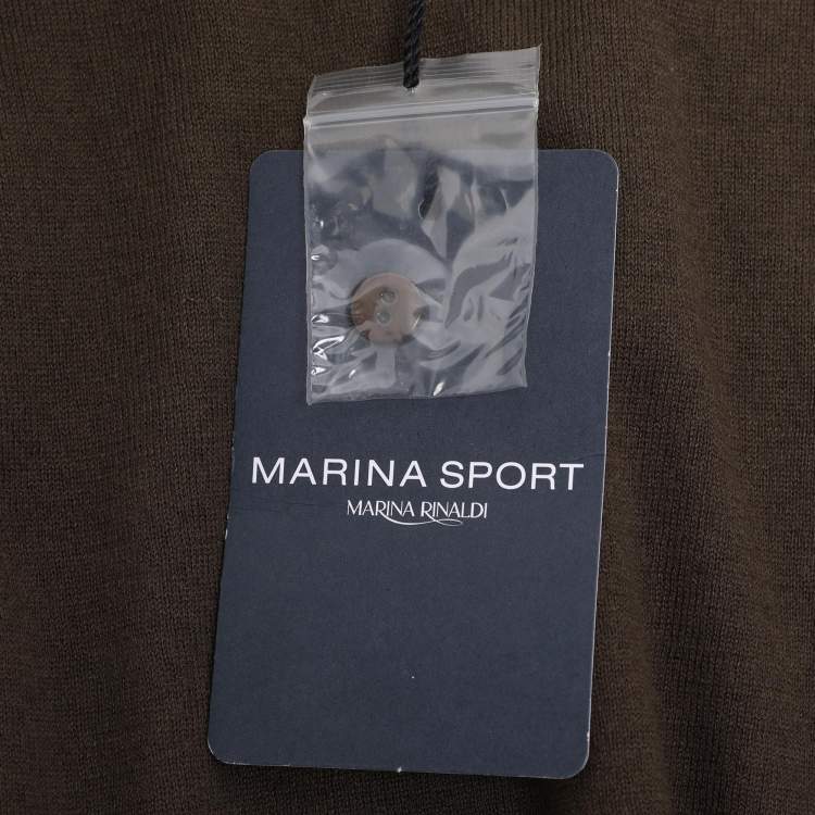 Pre Owned Marina Sport by Marina Rinaldi Olive Green Knit Button Front Sweater L