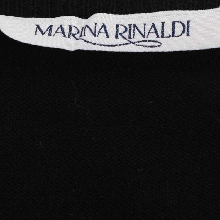 Pre Owned Marina Rinaldi Black Knit Belted Sweater L