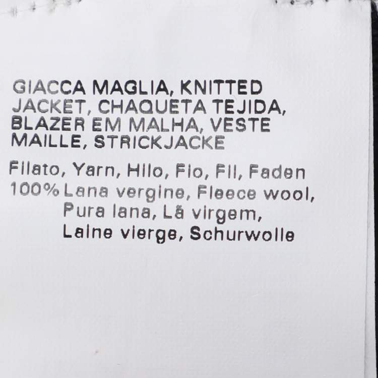 Pre Owned Marina Rinaldi Grey/Cream Knit Button Front Sweater L