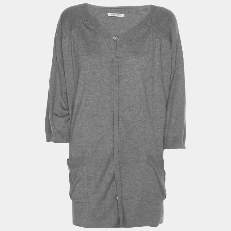 Pre Owned Marina Rinaldi Grey Knit Button Front Sweater XL