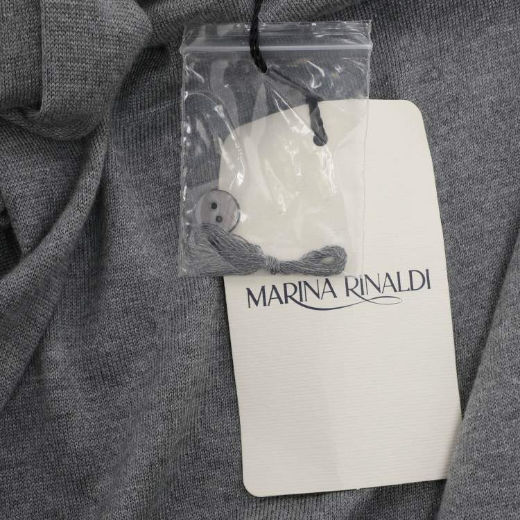 Pre Owned Marina Rinaldi Grey Knit Button Front Sweater XL