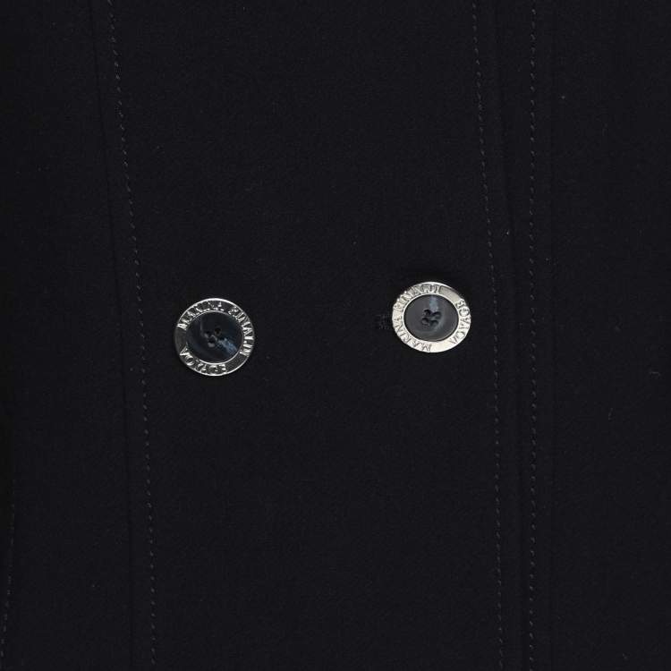 Pre Owned Voyage by Marina Rinaldi Navy Blue Wool Blend Double Breasted Long Jacket L
