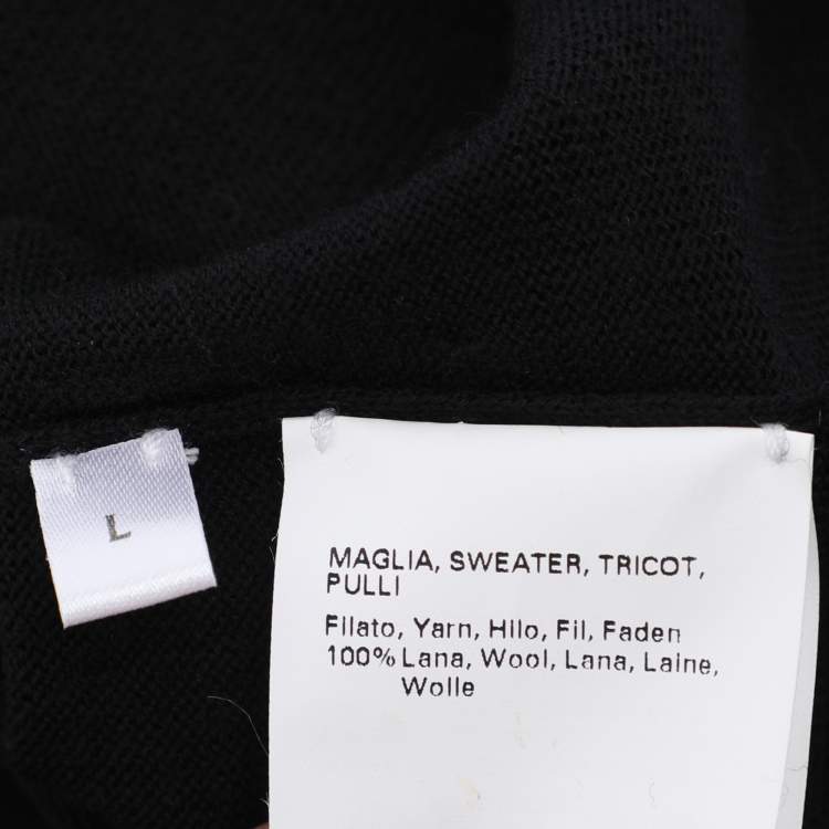Pre Owned Marina Rinaldi Black Stretch Wool Embellished Sweater L