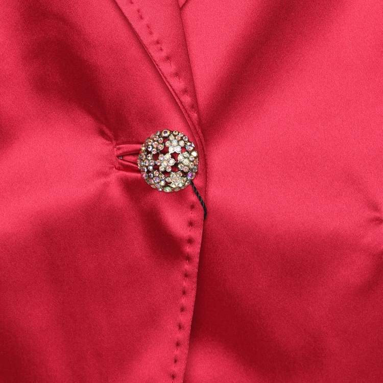 Pre Owned Marina Rinaldi Red Satin Single Breasted Blazer L