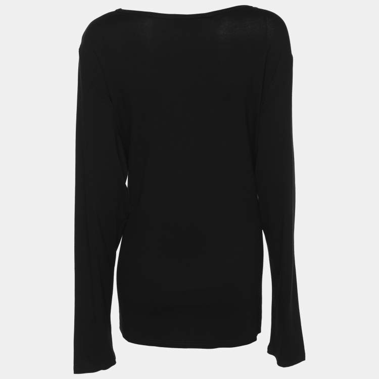Pre Owned Marina Rinaldi Black Jersey Long Sleeve Top L