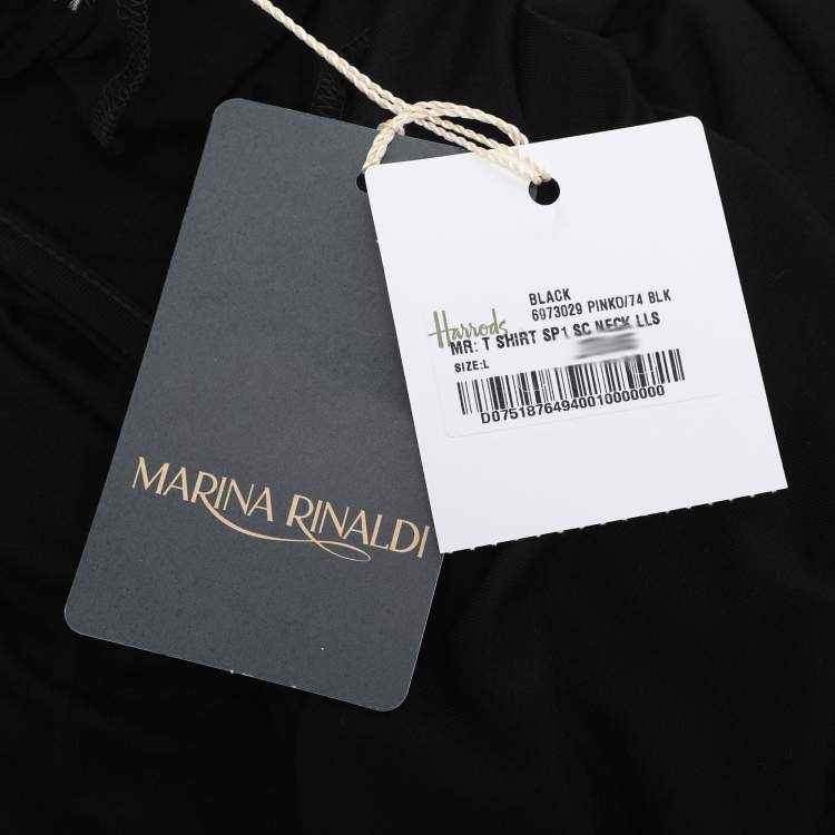 Pre Owned Marina Rinaldi Black Jersey Long Sleeve Top L