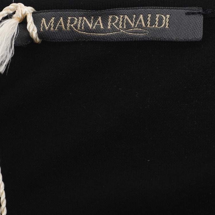 Pre Owned Marina Rinaldi Black Jersey Long Sleeve Top L