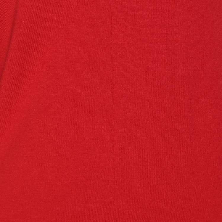 Pre Owned Marina Rinaldi Red Jersey V Neck Top L
