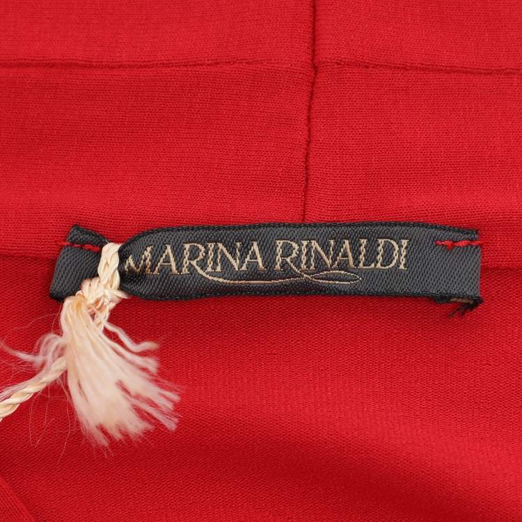 Pre Owned Marina Rinaldi Red Jersey V Neck Top L
