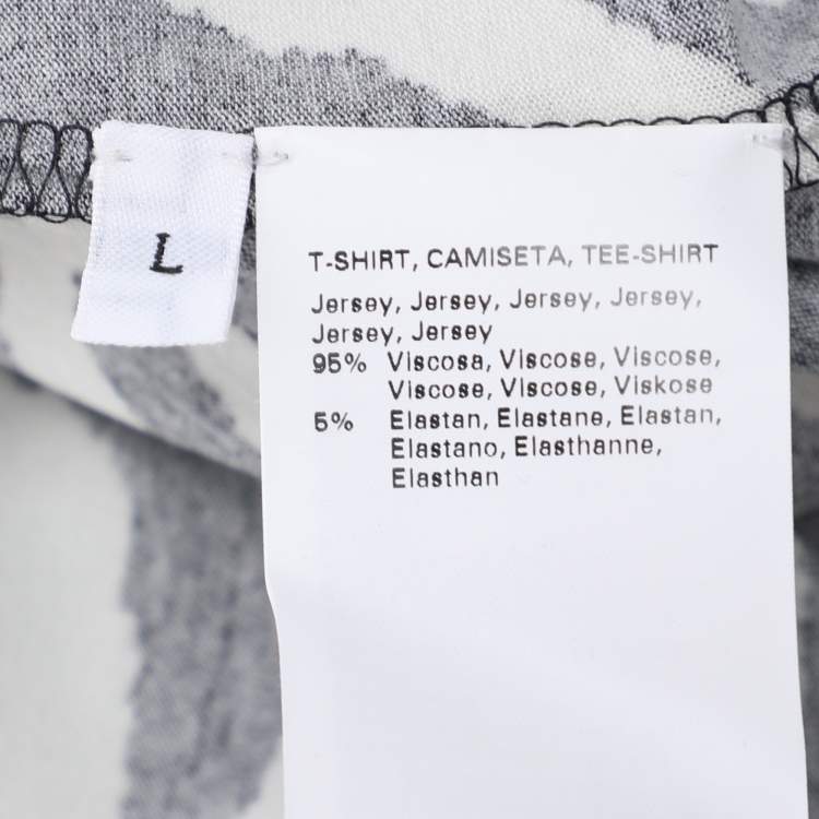 Pre Owned Marina Rinaldi Black/White Zebra Print Jersey V Neck Tops L