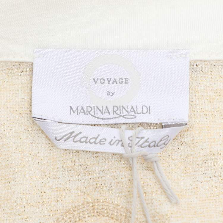 Pre Owned Voyage by Marina Rinaldi Cream Stretch Knit V Neck Tops L