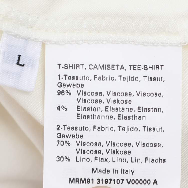Pre Owned Voyage by Marina Rinaldi Cream Stretch Knit V Neck Tops L