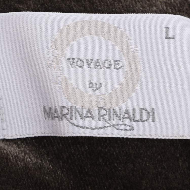 Pre Owned Voyage by Marina Rinaldi Grey Velvet Drawstring Hoodie Jacket L