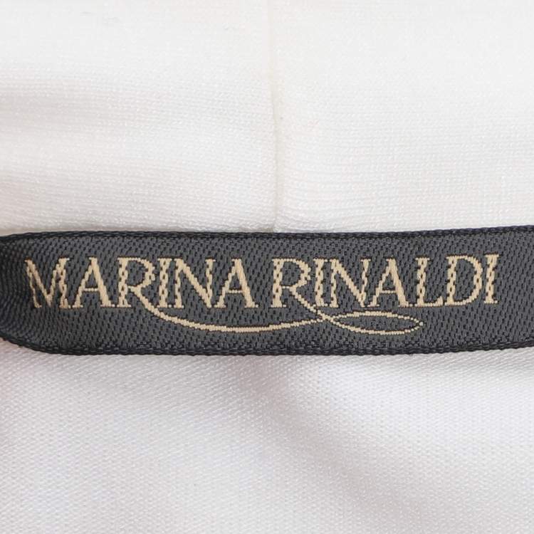 Pre Owned Marina Rinaldi Cream Jersey V Neck Tops L