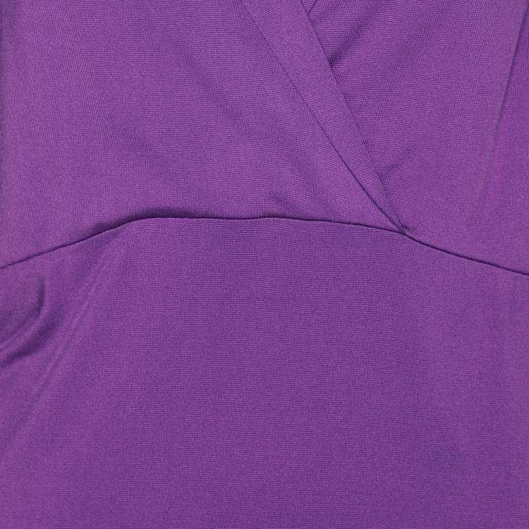 Pre Owned Marina Rinaldi Purple Jersey V Neck Tunic L