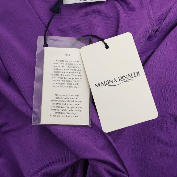 Pre Owned Marina Rinaldi Purple Jersey V Neck Tunic L