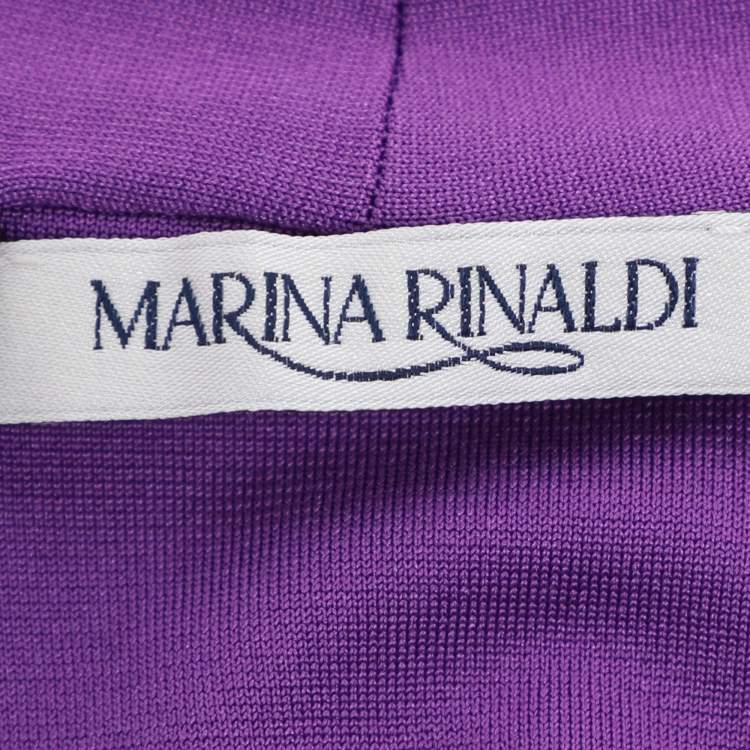 Pre Owned Marina Rinaldi Purple Jersey V Neck Tunic L
