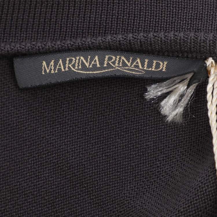 Pre Owned Marina Rinaldi Dark Grey Stretch Knit Scoop Neck Tops XL