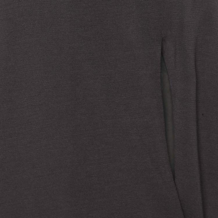 Pre Owned Marina Rinaldi Dark Grey Stretch Knit Scoop Neck Tops XL