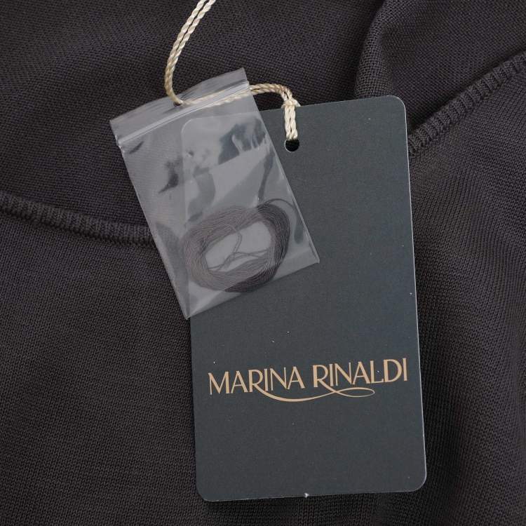 Pre Owned Marina Rinaldi Dark Grey Stretch Knit Scoop Neck Tops XL