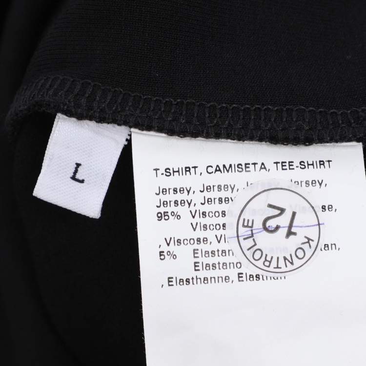 Pre Owned Marina Rinaldi Black Jersey 3/4 Sleeve V Neck Blouse L