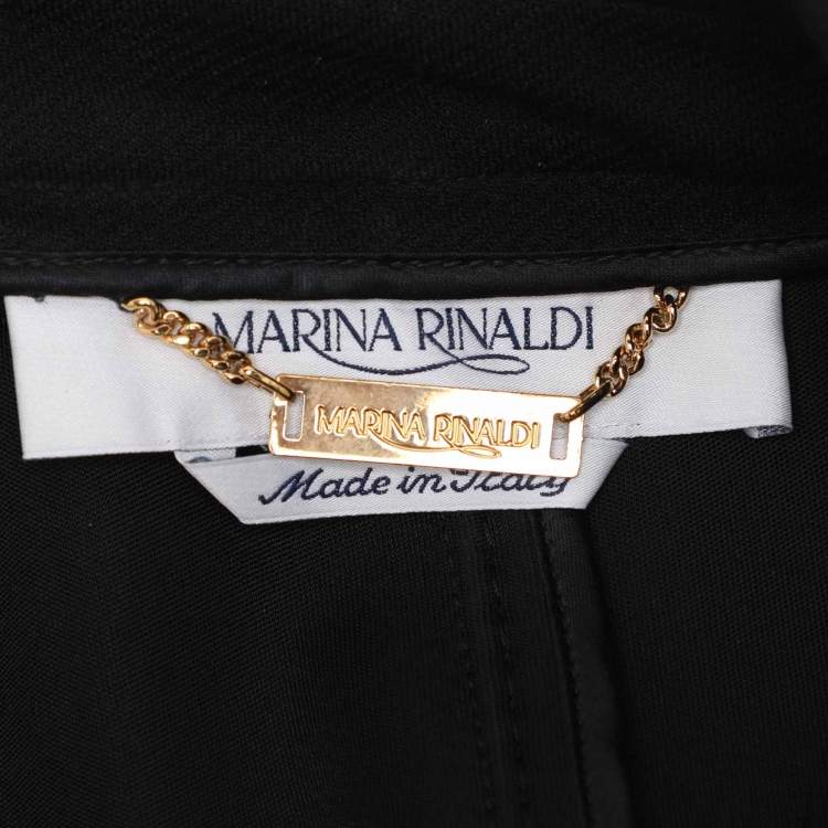 Pre Owned Marina Rinaldi Black Jersey Single Breasted Jacket M