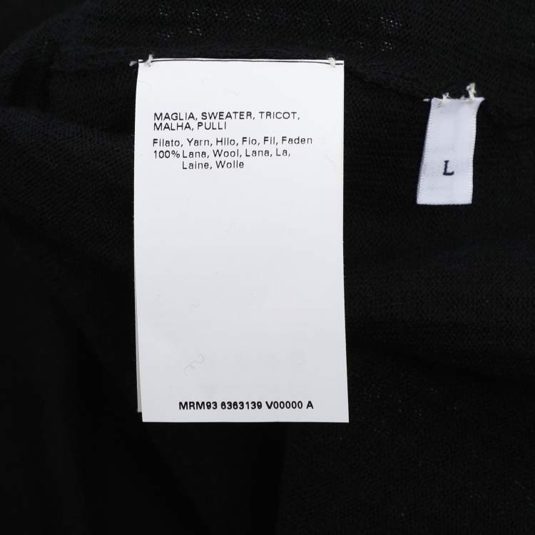 Pre Owned Marina Rinaldi Black Stretch Knit Sequin Neck Tie Tops S