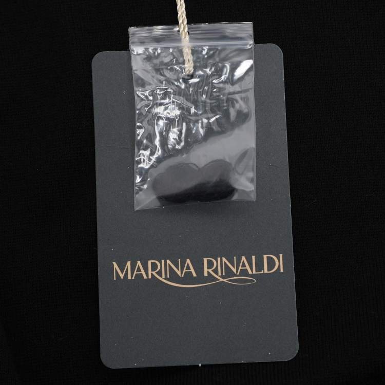 Pre Owned Marina Rinaldi Black Stretch Knit Sequin Neck Tie Tops S