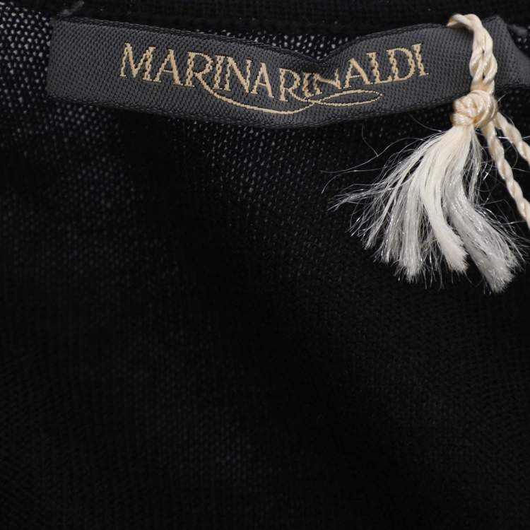 Pre Owned Marina Rinaldi Black Stretch Knit Sequin Neck Tie Tops S