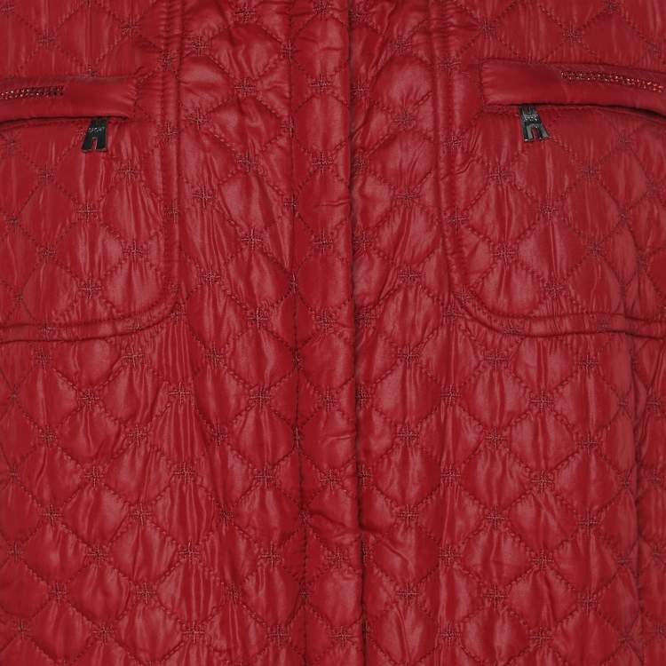 Pre Owned Marina Sport by Marina Rinaldi Red Quilted Nylon Light Vest Jacket L
