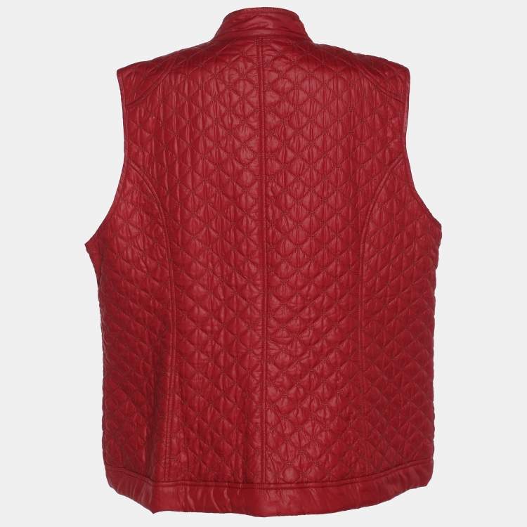 Pre Owned Marina Sport by Marina Rinaldi Red Quilted Nylon Light Vest Jacket L
