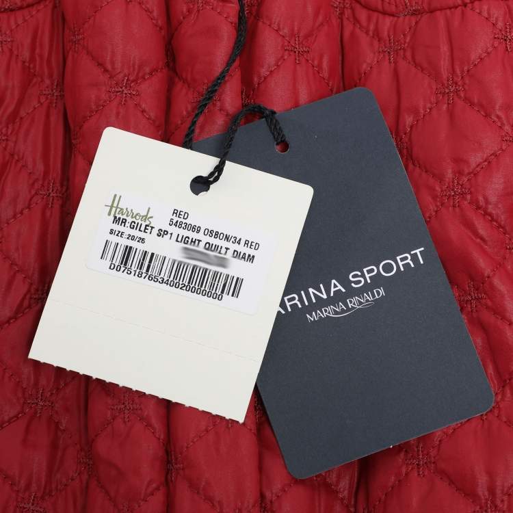 Pre Owned Marina Sport by Marina Rinaldi Red Quilted Nylon Light Vest Jacket L