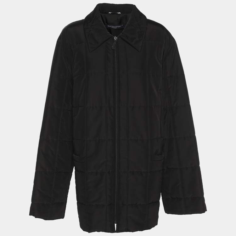 Pre Owned Marina Sport by Marina Rinaldi Black Nylon Overcoat L