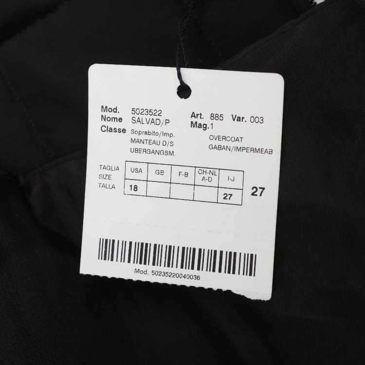 Pre Owned Marina Sport by Marina Rinaldi Black Nylon Overcoat L