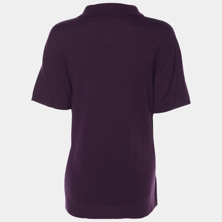 Pre Owned Marina Rinaldi Purple Stretch Knit Short Sleeve Sweatshirt L