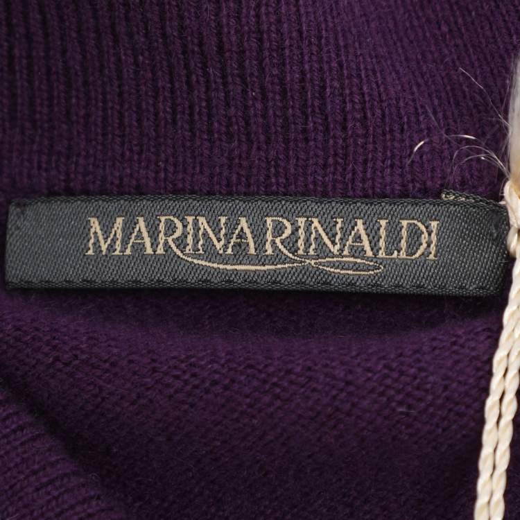 Pre Owned Marina Rinaldi Purple Stretch Knit Short Sleeve Sweatshirt L