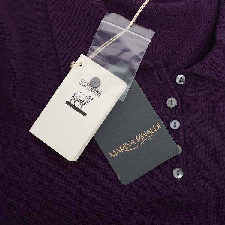 Pre Owned Marina Rinaldi Purple Stretch Knit Short Sleeve Sweatshirt L