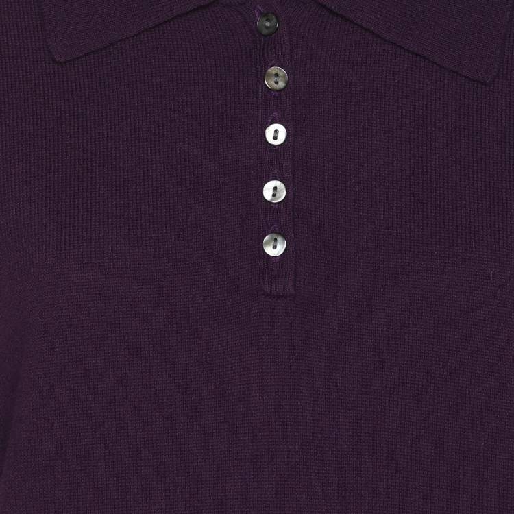 Pre Owned Marina Rinaldi Purple Stretch Knit Short Sleeve Sweatshirt L