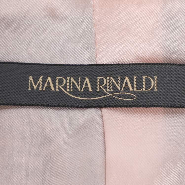 Pre Owned Marina Rinaldi Black/Pink Patterned Jacquard Knit Single Breasted Blazer L