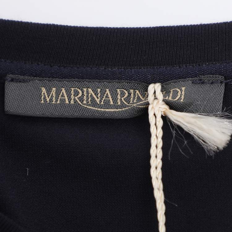 Pre Owned Marina Rinaldi Navy Blue Jersey T-Shirt L