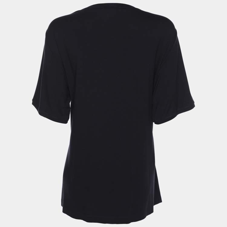 Pre Owned Marina Rinaldi Navy Blue Jersey T-Shirt L