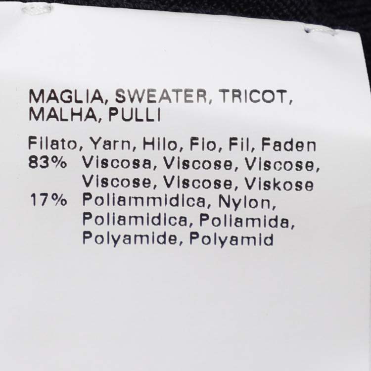 Pre Owned Marina Rinaldi Navy Blue Stretch Knit V Neck Sweater L