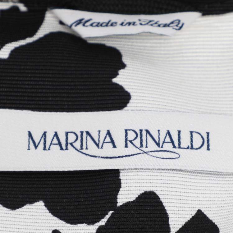 Pre Owned Marina Rinaldi Black/White Ottoman Print Single Breasted Blazer L