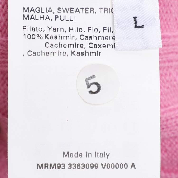 Pre Owned Voyage by Marina Rinaldi Pink Cable Knit V Neck Sweater L