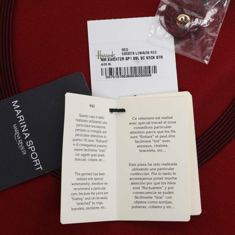 مملوكة مسبقًا Marina Sport by Marina Rinaldi Red Stretch Knit Scoop Knit Short Sleeve Sweater XL