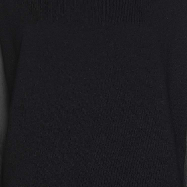 Pre Owned Marina Rinaldi Black Jersey and Chiffon Sleeves Tops L