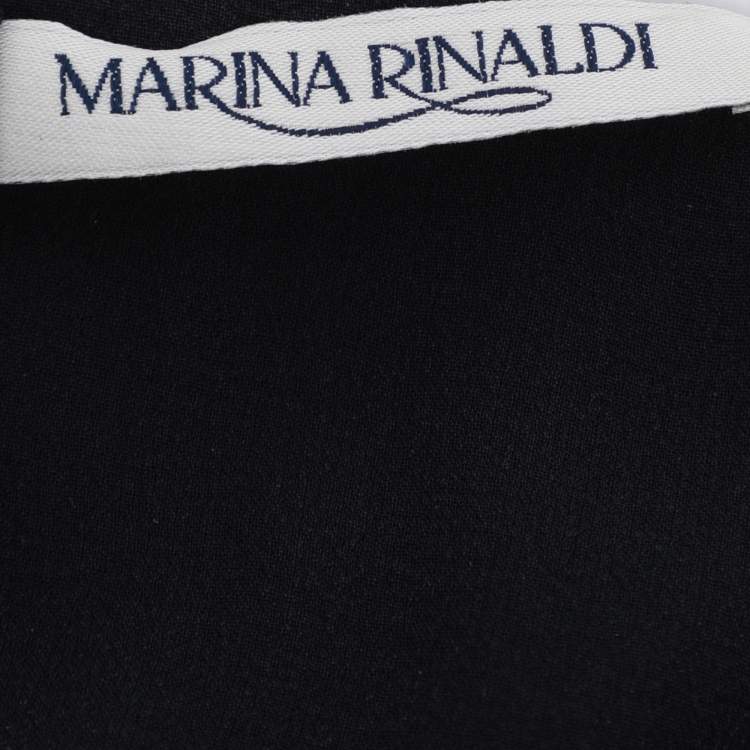 Pre Owned Marina Rinaldi Black Jersey and Chiffon Sleeves Tops L