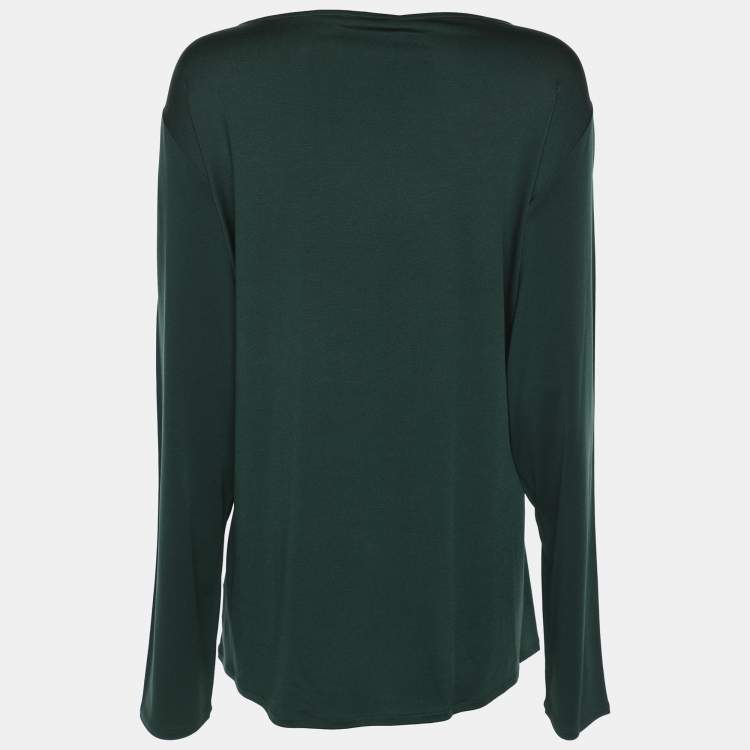 Pre Owned Marina Rinaldi Green Jersey Long Sleeve Sweater L