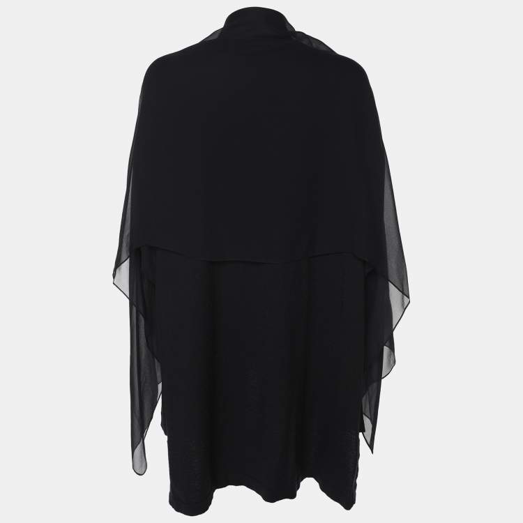 Pre Owned Marina Rinaldi Black Jersey/Chiffon Twinset Cardigan L